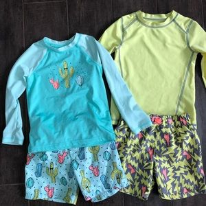 Toddler boy swim suit trunks & shirt bundle